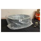 Benjara 1.7 Gal. Large Silver Oval Shape Embossed Design Galvanized Steel Tub with Side Handles - Retail: $52