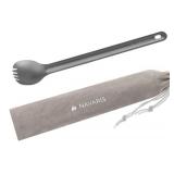 Navaris Long Handle Titanium Spork - 8.4\" (21.5cm) Long Metal Utensil for Backpacking and Camping - Extra Strong and Lightweight - Includes Carry Bag - Retail: $7