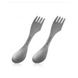 Navaris Titanium Spork Camping Utensil - 3-in-1 Fork, Spoon, Knife Cutlery Combo - Lightweight Metal Silverware for Backpacking, Hiking, Outdoors - Retail: $14