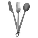 Navaris Titanium Camping Cutlery Set - Lightweight Camping Utensils for One - Knife, Fork and Spoon with Carabiner Clip and Case for Hiking and Travel - Retail: $13