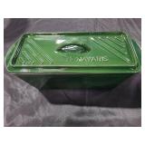 Navaris Bread Loaf Pan with Lid - Cast Iron Bread Baking Dish for Bulge Top or Flat Top Breads Meat Veg Meatloaf - Baking Tin 13-3/8\" x 5-1/8\" x 5-1/8\" - Green - Retail: $57