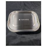 Navaris Stainless Steel Lunch Box - 47 oz (1400ml) Food Container with Divider, Silicone Seal Lid and Carry Bag - For Adults, Bento, Storage - Retail: $17