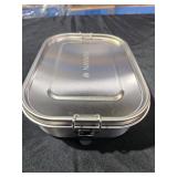 Navaris Stainless Steel Lunch Box - 47 oz (1400ml) Food Container with Divider, Silicone Seal Lid and Carry Bag - For Adults, Bento, Storage - Retail: $17
