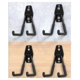 HUHOLE Garage Hooks Heavy Duty 4PC, Steel Garage Wall Hooks, Black, Anti-slip Vinyl Coated - Retail: $13