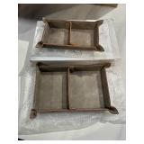 Navaris Faux Leather Tray Set - 2 Valet Organizer Trays for Bedside Table Desk with Dividers- Store Keys, Change, Wallet, Phone, Glasses - Gray - Retail: $26