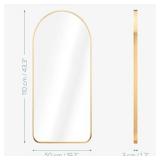 Navaris Arched Wall Mirror - Full Length Golden Arch Framed Mirror - Wall-Mounted Mirror with Gold Aluminum Alloy Frame - 43.3 x 19.7 in (110 x 50 cm) - Retail: $111