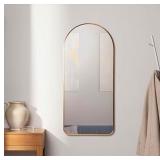 Navaris Arched Wall Mirror - Full Length Golden Arch Framed Mirror - Wall-Mounted Mirror with Gold Aluminum Alloy Frame - 43.3 x 19.7 in (110 x 50 cm) - Retail: $111