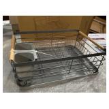 Navaris Dish Drainer Rack - Plate, Silverware, Pots and Pans Drying Rack for Kitchen with Beechwood Handles - Modern Retro Design Drip Tray - Gray - Retail: $56