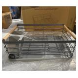 Navaris Dish Drainer Rack - Plate, Silverware, Pots and Pans Drying Rack for Kitchen with Beechwood Handles - Modern Retro Design Drip Tray - Gray - Retail: $56