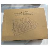 Navaris Dish Drainer Rack - Plate, Silverware, Pots and Pans Drying Rack for Kitchen with Beechwood Handles - Modern Retro Design Drip Tray - Gray - Retail: $56