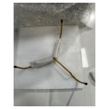 Navaris Glass Fruit Bowl with Stand - Clear Round Centerpiece for Dining Table - Gold Tinted Metal Footed Salad Bowl - for Serving or as Decorative Display - Retail: $30