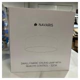 Navaris Flush Mount Ceiling Light - 12.6\" Diameter Drum Lamp Shade LED Fixture with Remote Control - Bedroom Nursery - Light Gray with Star Effect - Retail: $45