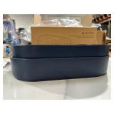 Navaris Raised Dog Food Bowls with Stand - Elevated Pet Bowl Feeding Station for Large, Medium, and Small Dogs - High 2 Bowl Feeder with Storage & Splash-Proof Feature - Navy Blue - Retail: $39