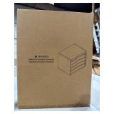 Navaris Bamboo Desk File Organizer - Paper Tray Letter Storage with 4 Adjustable Shelves - Desktop Inbox Trays - 13\" x 9.6\" x 10.2\" - Black - Retail: $32