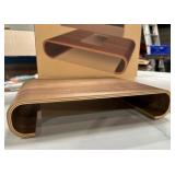 Navaris Wood Monitor Stand Riser - Computer Desk Organizer Desktop Dock Wooden Mount Display for PC TV Screen Notebook Laptop - Walnut - Retail: $72