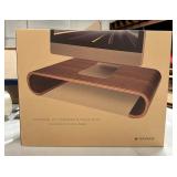 Navaris Wood Monitor Stand Riser - Computer Desk Organizer Desktop Dock Wooden Mount Display for PC TV Screen Notebook Laptop - Walnut - Retail: $72