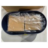 Navaris Raised Dog Food Bowls with Stand - Elevated Pet Bowl Feeding Station for Large, Medium, and Small Dogs - High 2 Bowl Feeder with Storage & Splash-Proof Feature - Navy Blue - Retail: $39