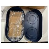 Navaris Raised Dog Food Bowls with Stand - Elevated Pet Bowl Feeding Station for Large, Medium, and Small Dogs - High 2 Bowl Feeder with Storage & Splash-Proof Feature - Navy Blue - Retail: $39