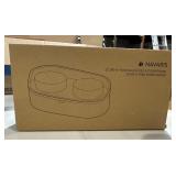 Navaris Raised Dog Food Bowls with Stand - Elevated Pet Bowl Feeding Station for Large, Medium, and Small Dogs - High 2 Bowl Feeder with Storage & Splash-Proof Feature - Navy Blue - Retail: $39