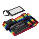 Navaris TSA Luggage Strap - Secure Adjustable Strap for Suitcases with Combination Lock - Lockable Cross Case Travel Belt for Luggage with ID Tag - Retail: $7