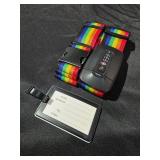 Navaris TSA Luggage Strap - Secure Adjustable Strap for Suitcases with Combination Lock - Lockable Cross Case Travel Belt for Luggage with ID Tag - Retail: $7