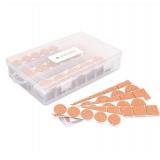 Navaris Cork Furniture Pads - Pack of 215 Self-Adhesive Wooden Hardwood Floor Non-Slip Stick-On Protectors with Box - Assortment of Shapes and Sizes - Retail: $13