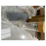 Navaris Glass Water Bottle with Tea Infuser - Double Walled Borosilicate Glass Travel Tumbler with Bamboo Lid and Non Slip Gray Neoprene Sleeve - 17oz - Retail: $25