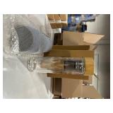 Navaris Glass Water Bottle with Tea Infuser - Double Walled Borosilicate Glass Travel Tumbler with Bamboo Lid and Non Slip Gray Neoprene Sleeve - 17oz - Retail: $25