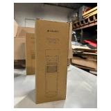 Navaris Glass Water Bottle with Tea Infuser - Double Walled Borosilicate Glass Travel Tumbler with Bamboo Lid and Non Slip Gray Neoprene Sleeve - 17oz - Retail: $25