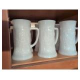 Federal Milk Glass Colonial Pattern Drinking Mugs