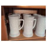 Federal Milk Glass Colonial Pattern Drinking Mugs