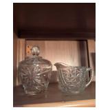 Cut Glass Sugar Bowl and Creamer Set