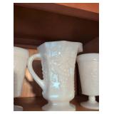 White Milk Glass Pedestal Drinking Set