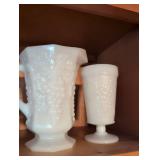 White Milk Glass Pedestal Drinking Set