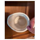 White MCM Ceramic Pitcher with Embossed Pattern