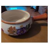 Floral Ceramic Soup Bowl with Handle