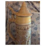 German Beer Stein with Medieval Figures 18 inch tall