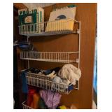 White Wire Over Door Storage Rack with contents - boys room on closet door
