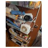 White Wire Over Door Storage Rack with contents - boys room on closet door