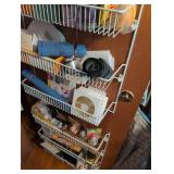 White Wire Over Door Storage Rack with contents - boys room on closet door