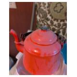 Red Enamel Tea Kettle