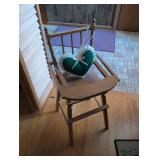 Traditional Wooden Doll Chair with Green Heart Pillow