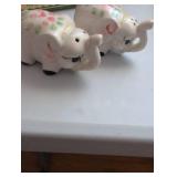 Floral Decorated Ceramic Elephant Salt and Pepper Shakers