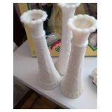 Set of 3 milk glass bud vases