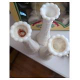 Set of 3 milk glass bud vases