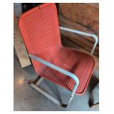 Mid-Century Orange Woven Metal Patio Chair