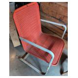 Mid-Century Orange Woven Metal Patio Chair