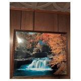 Grist Mill Waterfall Scene Framed Print