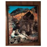 Mountain Waterfall Landscape Photography Print in Wood Frame