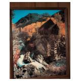 Mountain Waterfall Landscape Photography Print in Wood Frame